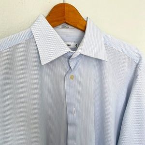 CALVIN KLEIN Button Down Shirt Blue and White Strips Men’s